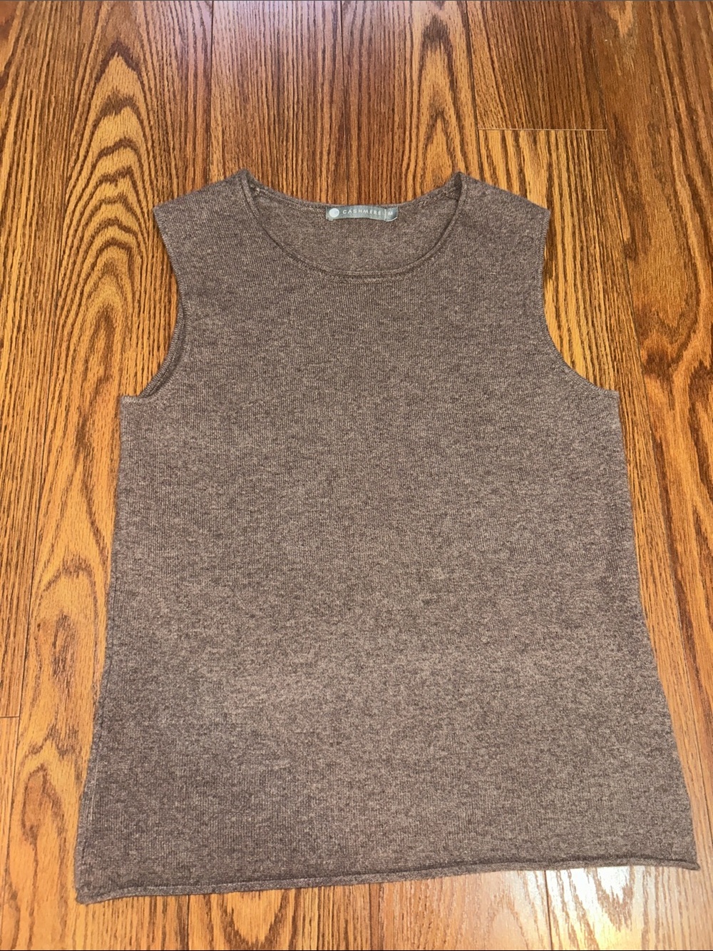 In Cashmere Sleeveless Brown Blend Tank Top 100% Cashmere Sweater Sz Med